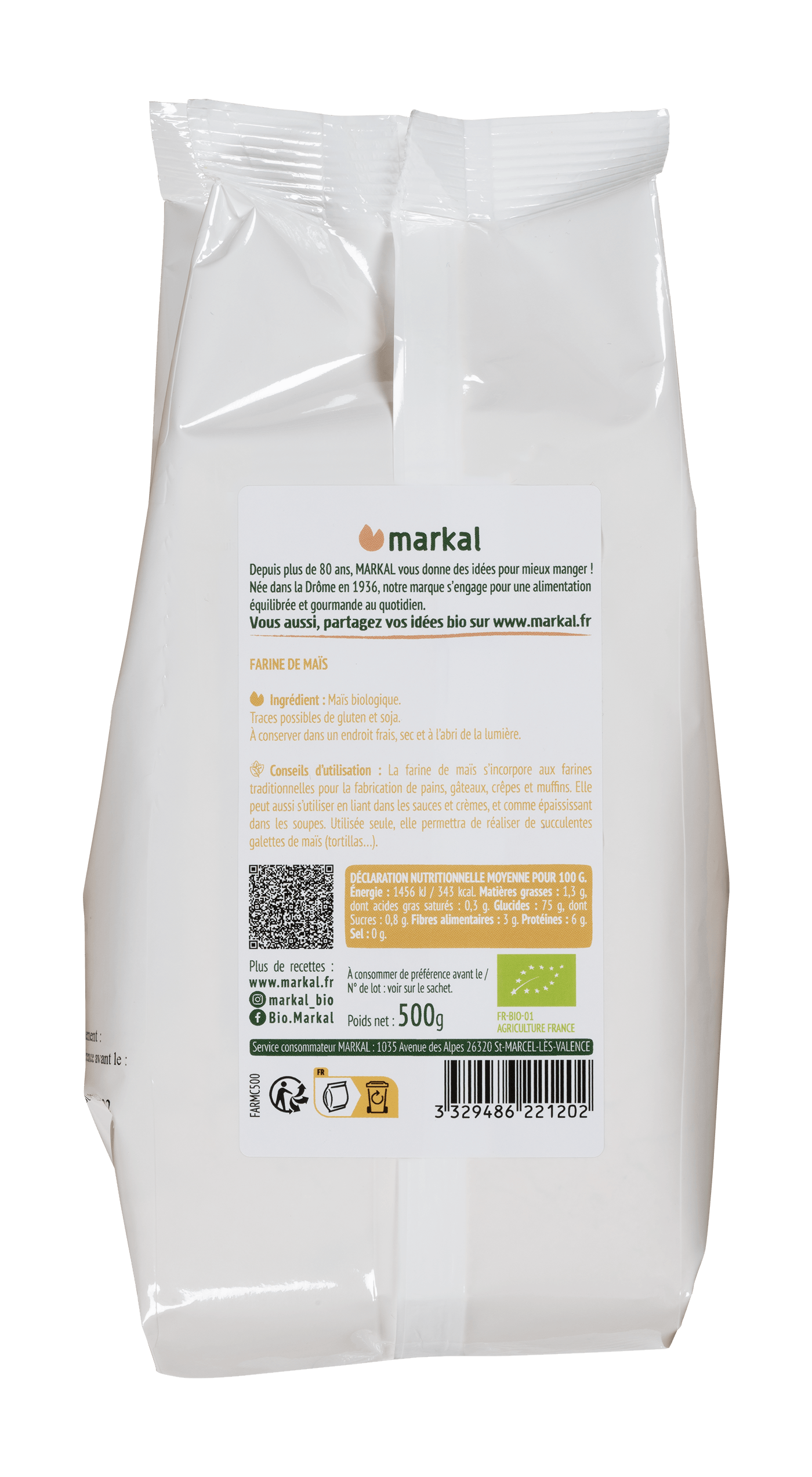 Farine de Maïs Bio 500g | Markal
