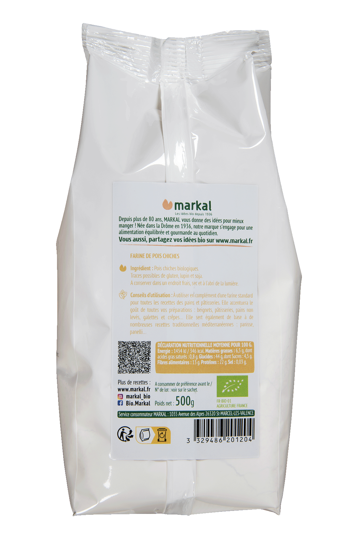 Farine de Pois Chiches Bio 500g | Markal