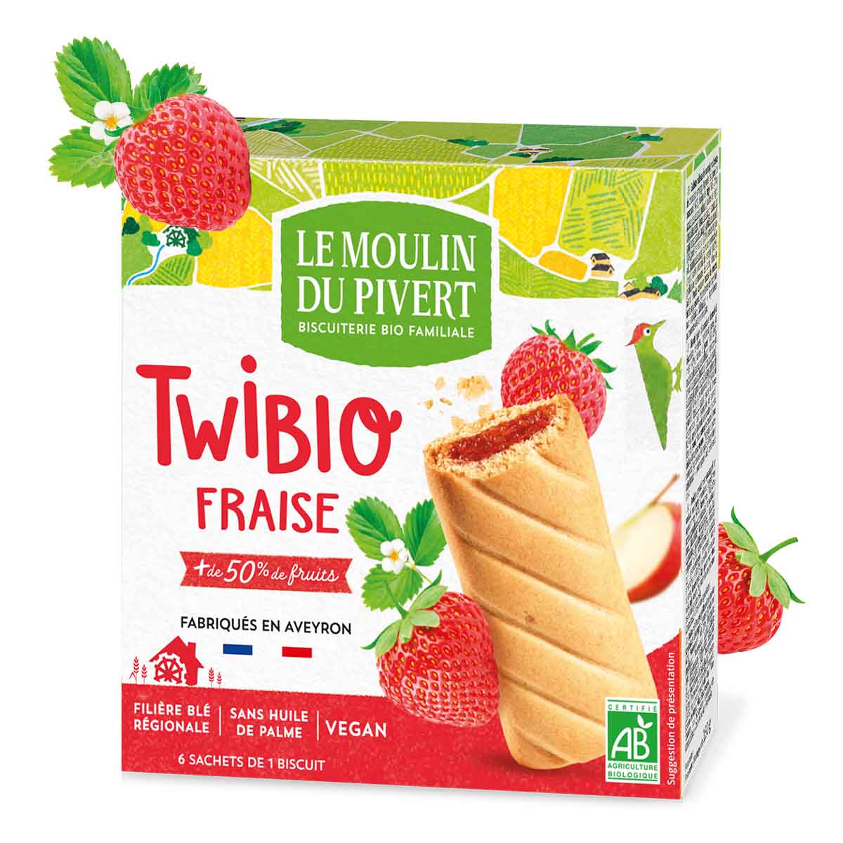Twibio Fraise | Le Biscuit Fourré aux Fruits 100% Bio