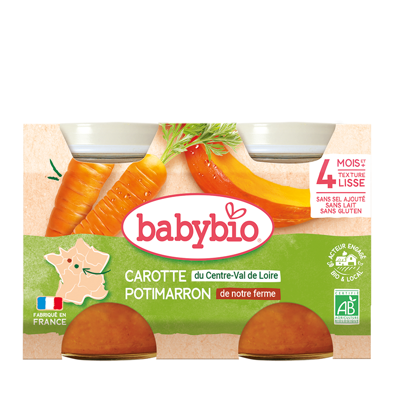 Petit Pot Purée Carotte Potimarron Bio (Dès 4 mois) | Babybio