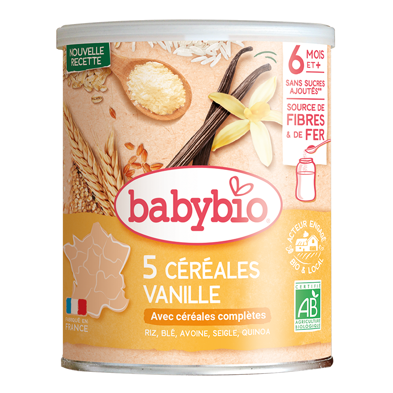 Céréales Bébé 5 Céréales Vanille Bio (Dès 6 mois) | Babybio