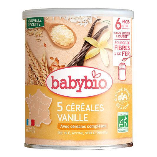 Céréales Bébé 5 Céréales Vanille Bio (Dès 6 mois) | Babybio