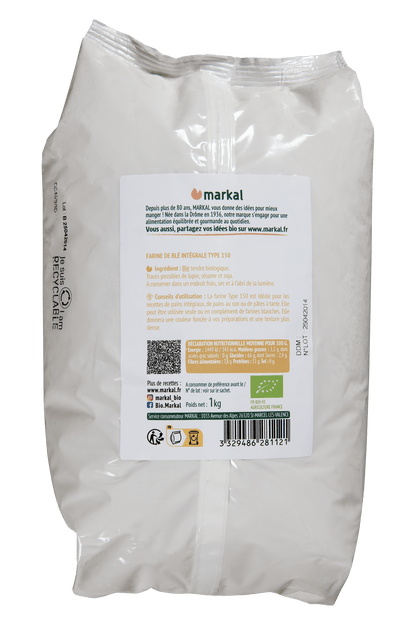 Farine de Blé Intégrale T150 Bio 1kg | Markal
