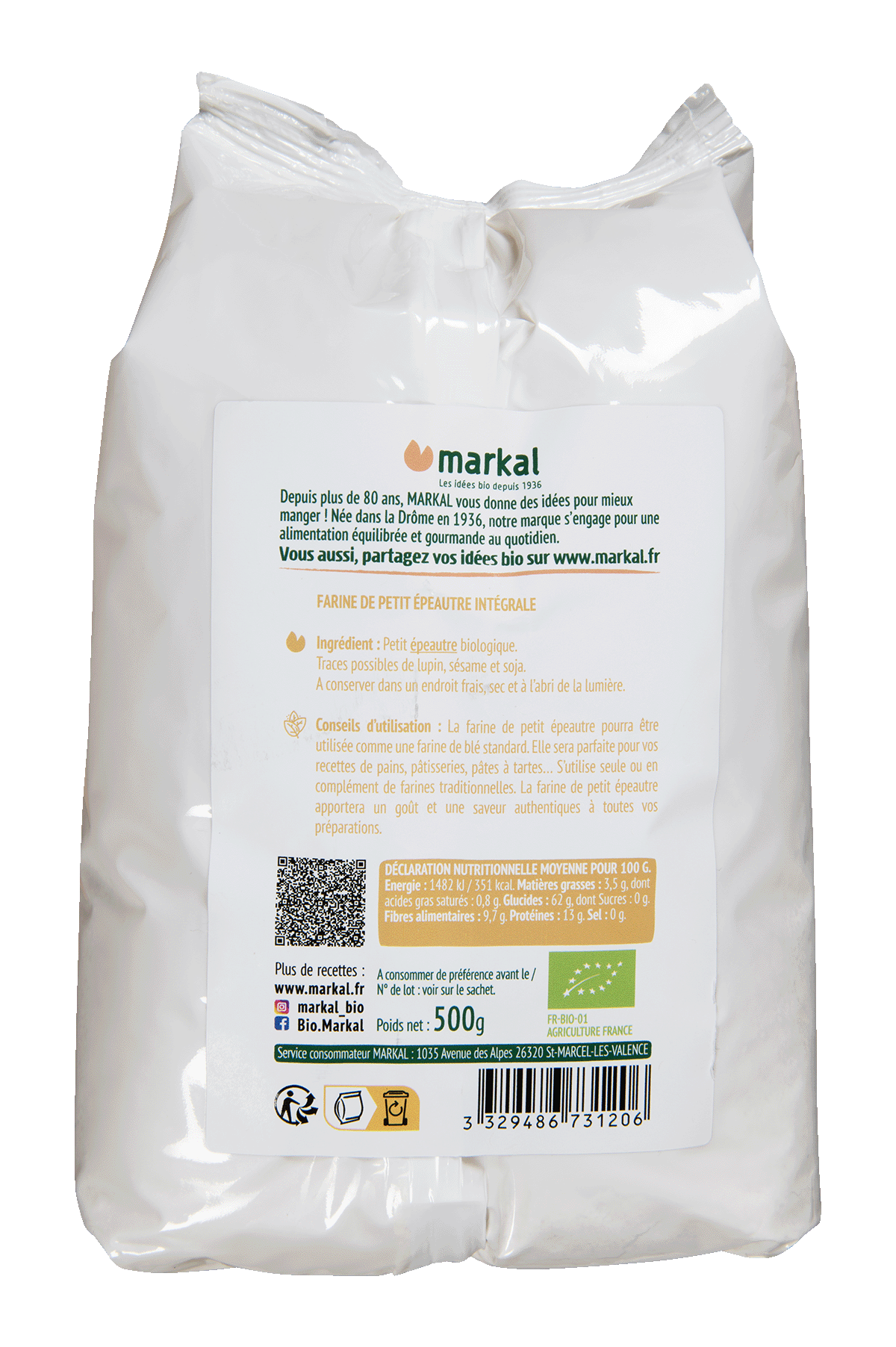 Farine de Petit Épeautre Bio 500g | Markal