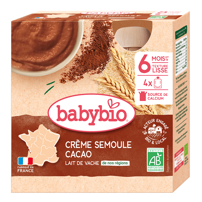 Gourdes Crème Semoule & Cacao Bio (Dès 6 mois) | Babybio