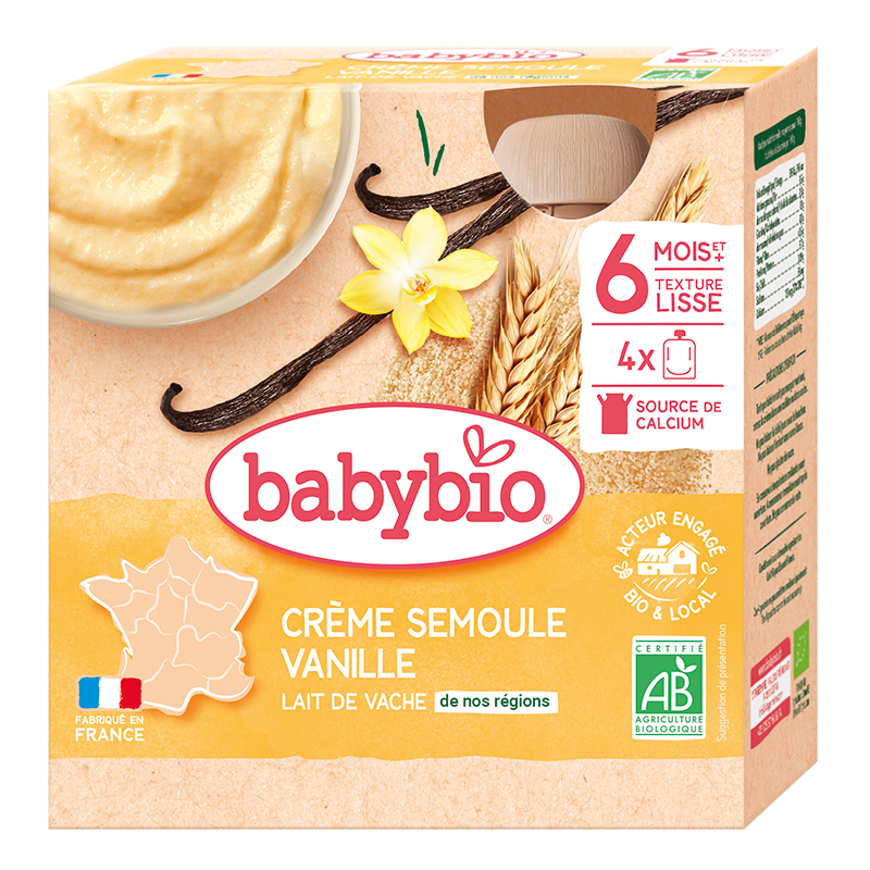 Gourdes Crème Semoule & Vanille Bio (Dès 6 mois) | Babybio