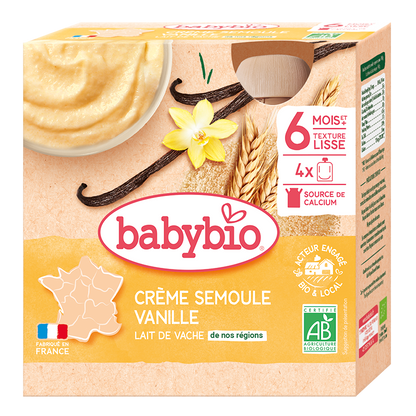 Gourdes Crème Semoule & Vanille Bio (Dès 6 mois) | Babybio