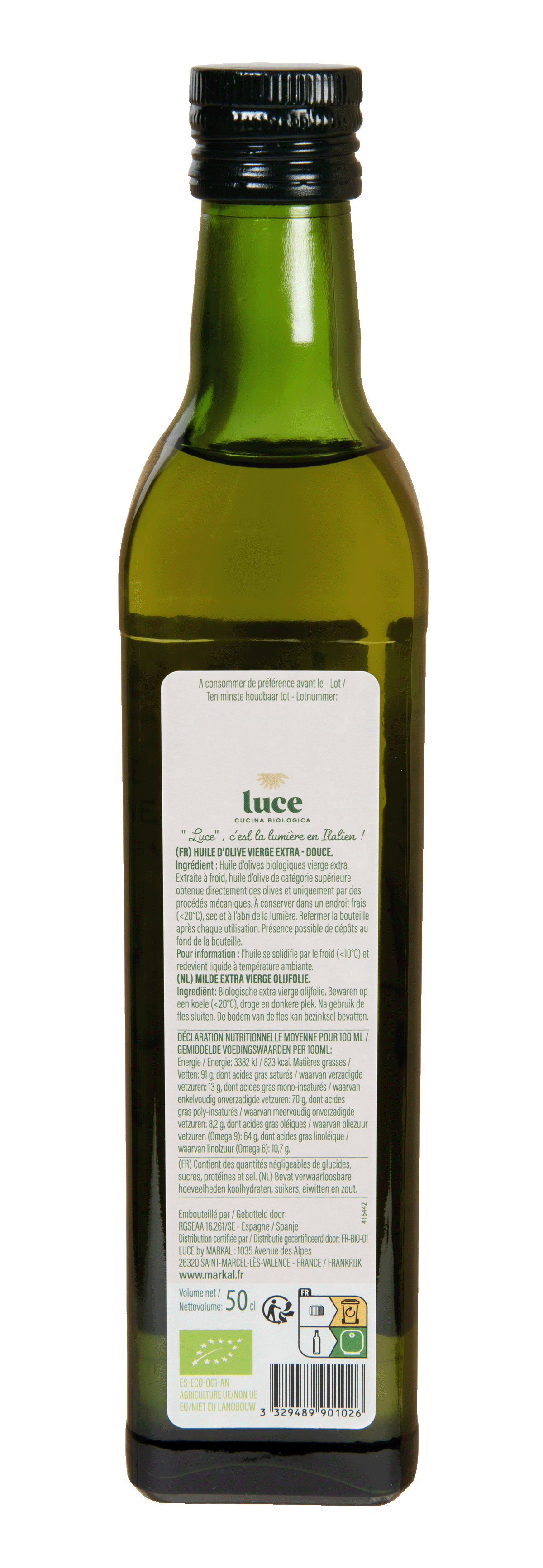 Huile d'Olive Extra Vierge Bio 50cl | Luce