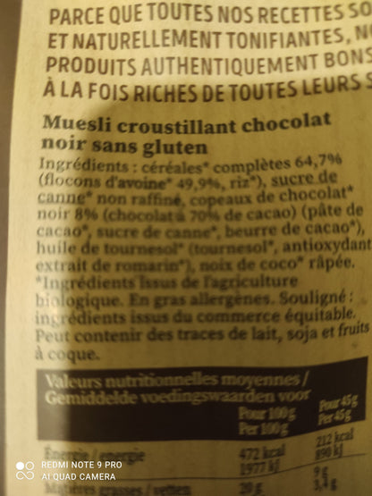 Chocolat noir sans gluten