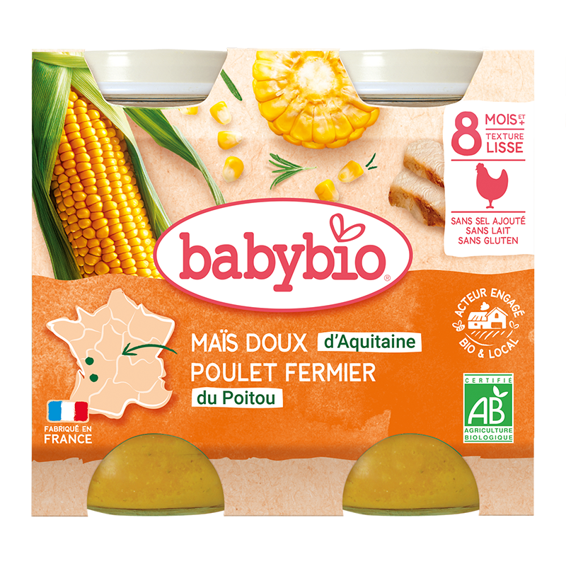 Repas Maïs Doux & Poulet Fermier Bio (Dès 8 mois) | Babybio
