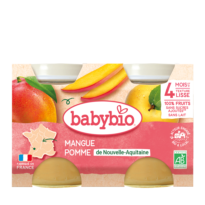 Petit Pot Fruit Pomme Mangue Bio (Dès 4 mois) | Babybio