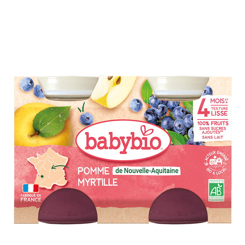 Petit Pot Fruit Pomme Myrtille Bio (Dès 4 mois) | Babybio